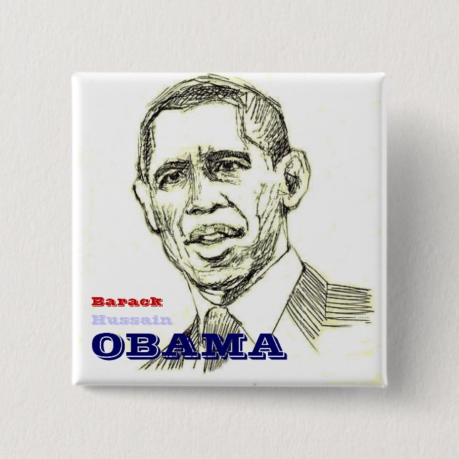 Barack Hussain Obama quadratischer Knopf Button (Vorderseite)