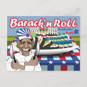 Barack n' Roll von Präsident Sushi Postkarte