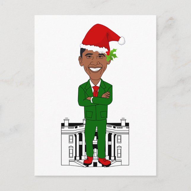 Barack-Oama-Santa-Klub Feiertagspostkarte (Vorderseite)