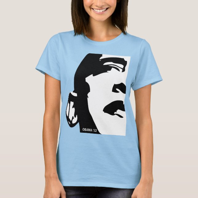 Barack Obama 2012 Schwarz und Weiß T-Shirt (Vorderseite)