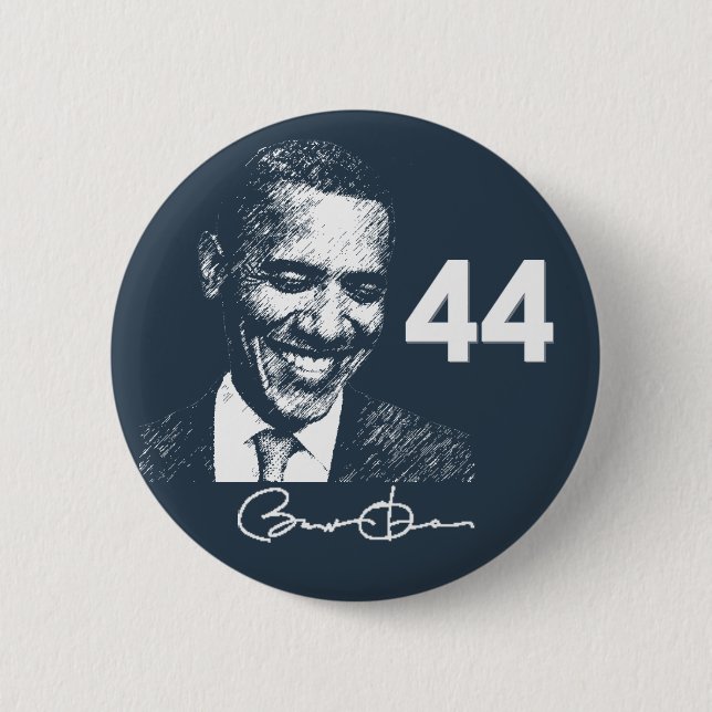 Barack Obama 44. Präsident mit Unterschrift Button (Vorderseite)