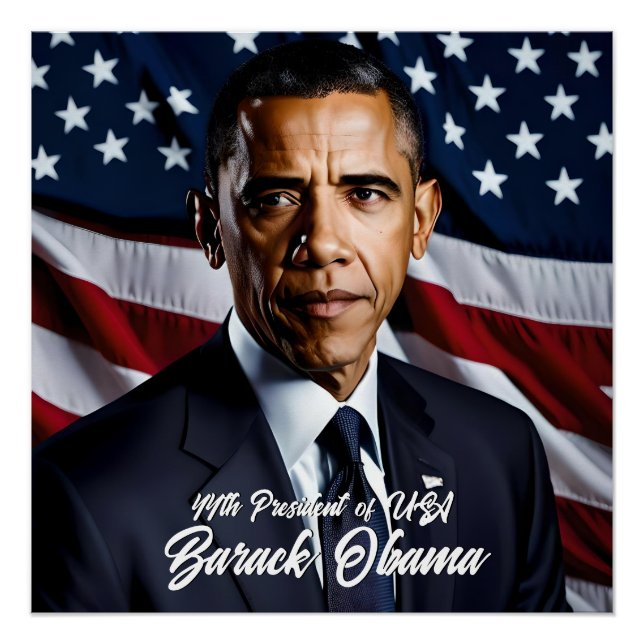 Barack Obama 44. Präsident & USA Flag Poster (Vorderseite)