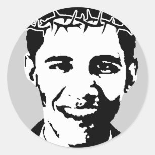 Barack Obama als Jesus Runder Aufkleber