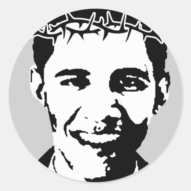 Barack Obama als Jesus Runder Aufkleber (Vorderseite)