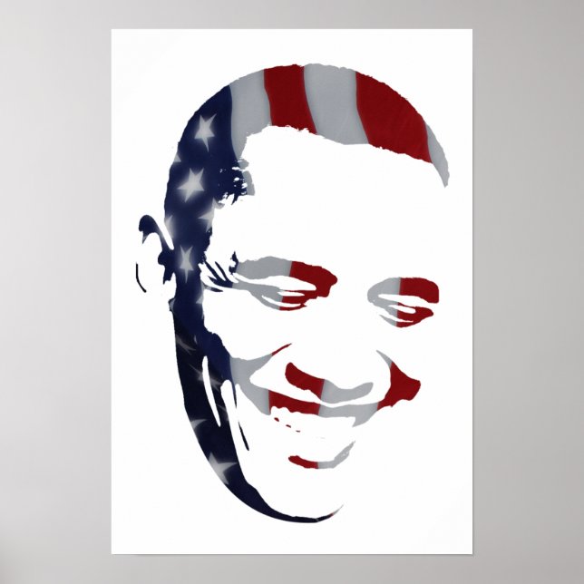 Barack Obama - Amerikanische Flagge - Poster (Vorne)