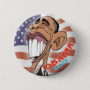 Barack Obama Cartoon-Karikatur-Knopf Button