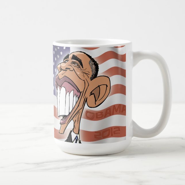 Barack Obama Cartoon-Tassen-Flagge Kaffeetasse (Rechts)