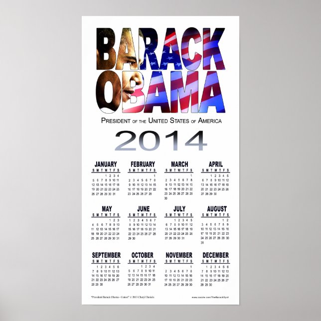 Barack Obama Cutout Calendar 2014 | weiß Poster (Vorne)