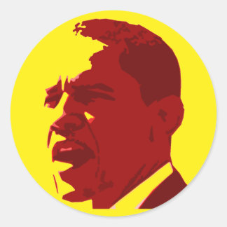 Barack Obama Gelb- und Rot-Profile-Aufkleber Runder Aufkleber