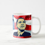 Barack Obama Kaffeetasse<br><div class="desc">Barack Obama,  Präsident der USA. Hintergrund US Flagge,  Nationalflagge der USA.</div>