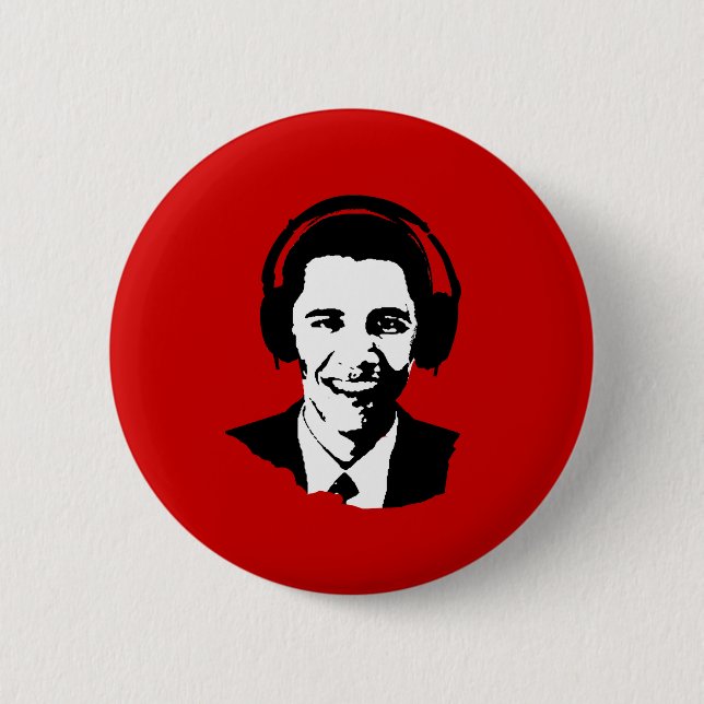 Barack Obama Kopfhörer Button (Vorderseite)