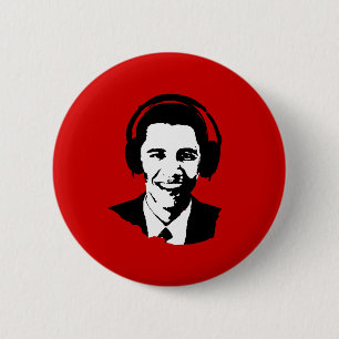 Barack Obama Kopfhörer Button
