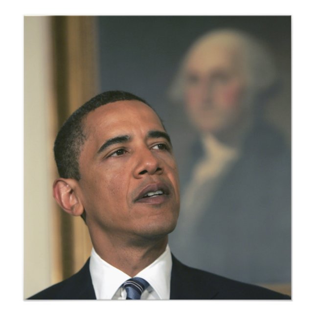 Barack Obama kündigt seine Absicht an, ihn zu nomi Fotodruck (Vorne)
