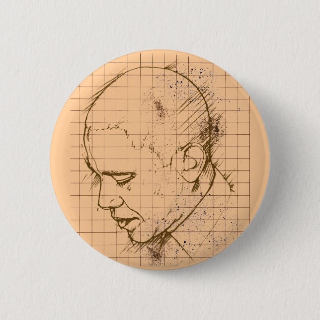 Barack Obama Linie Zeichnen Button (Vorderseite)