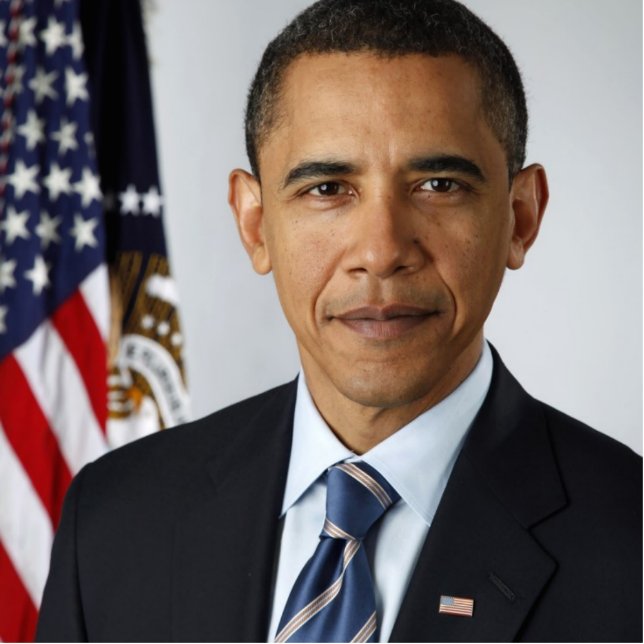 Barack Obama offizielles US Präsidentenporträt Freistehende Fotoskulptur (Vorne)