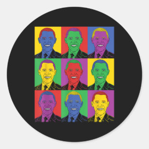 Barack Obama Pop Art - Vintage History T-Shirt Runder Aufkleber