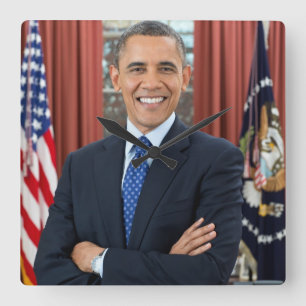 Barack Obama portrait Quadratische Wanduhr