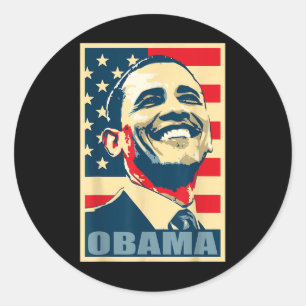 Barack Obama Präsident 44 US-Flag Happy Demo Runder Aufkleber