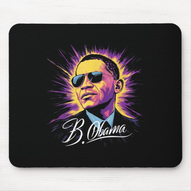 Barack Obama Präsident Portrait Patriotic Mousepad (Vorne)