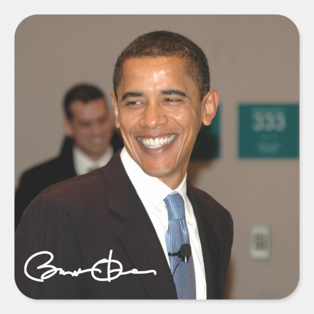 Barack Obama Quadratischer Aufkleber (Vorderseite)