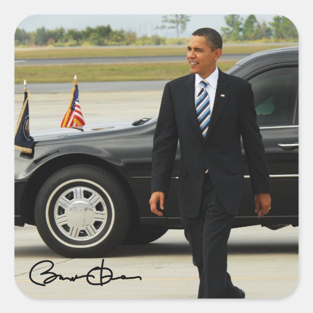 Barack Obama Quadratischer Aufkleber (Vorderseite)