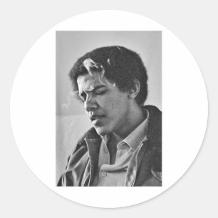 Barack Obama Retro Vintager junger Obama raucht in Runder Aufkleber