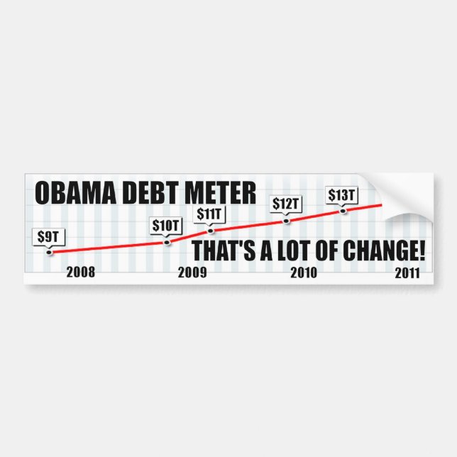 Barack Obama Schulden-Meter Autoaufkleber (Vorne)