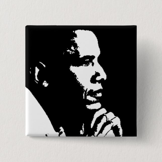 Barack Obama Schwarz-Weiß-Profil Button (Vorderseite)