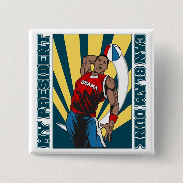 Barack Obama Slam Dunk Button (Vorderseite)