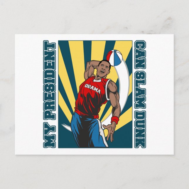 Barack Obama Slam Dunk Postkarte (Vorderseite)