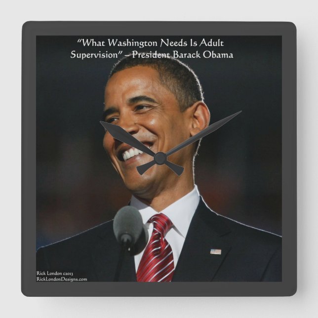 Barack Obama Spaß Zitat Wall Clock Quadratische Wanduhr (Vorderseite)