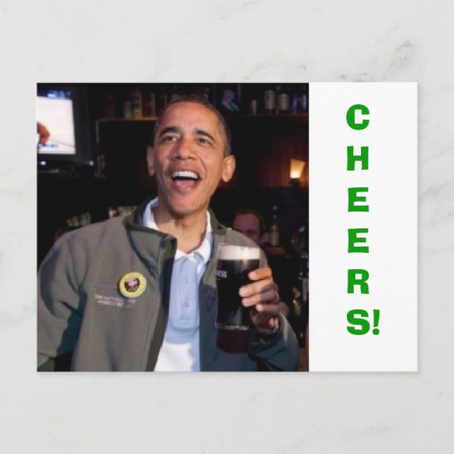 Barack Obama - St. Patrick's Day Toast Postkarte (Vorderseite)