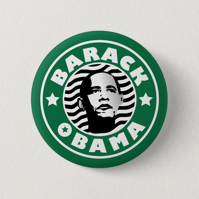 Barack Obama Stern-Koffein Button (Vorderseite)