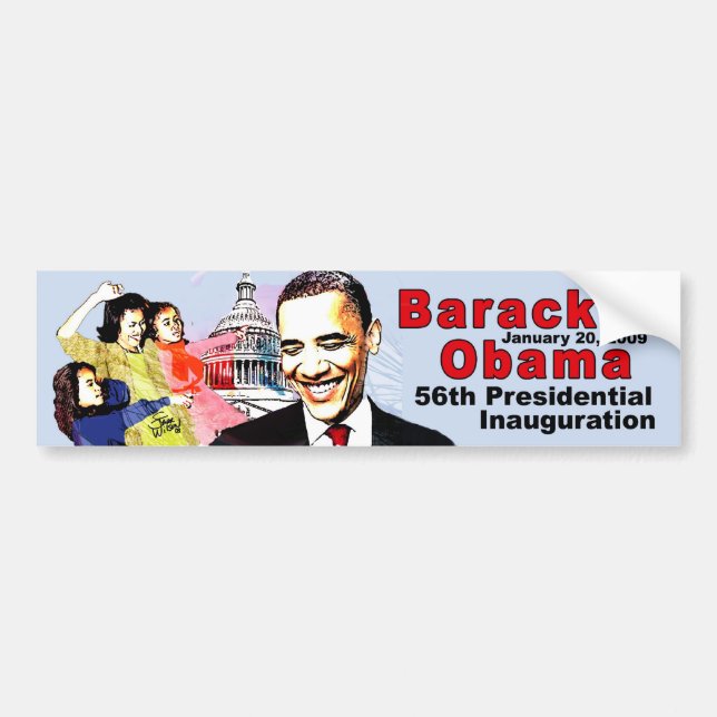 BARACK OBAMA UND FAMILIE AUTOAUFKLEBER (Vorne)