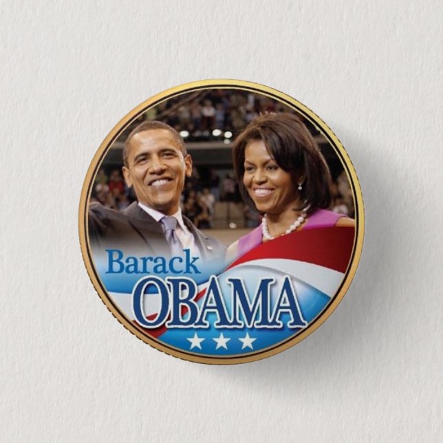 Barack Obama und Michelle Obama Münzen-Knopf Button (Vorderseite)
