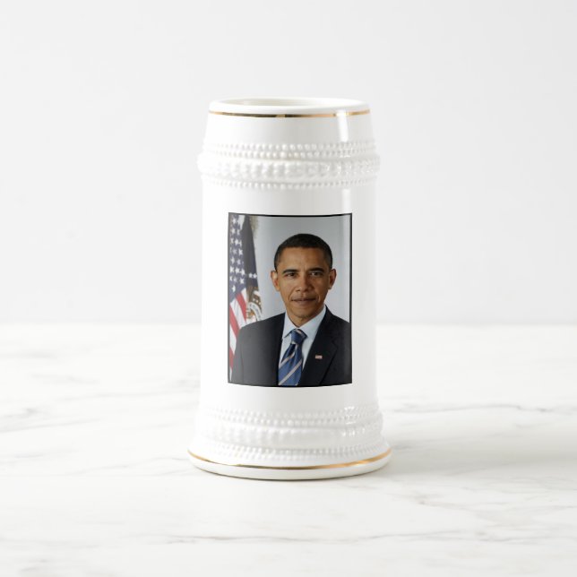 Barack Obama US-Präsident Weißes Haus Portrait Bierglas (Mittel)