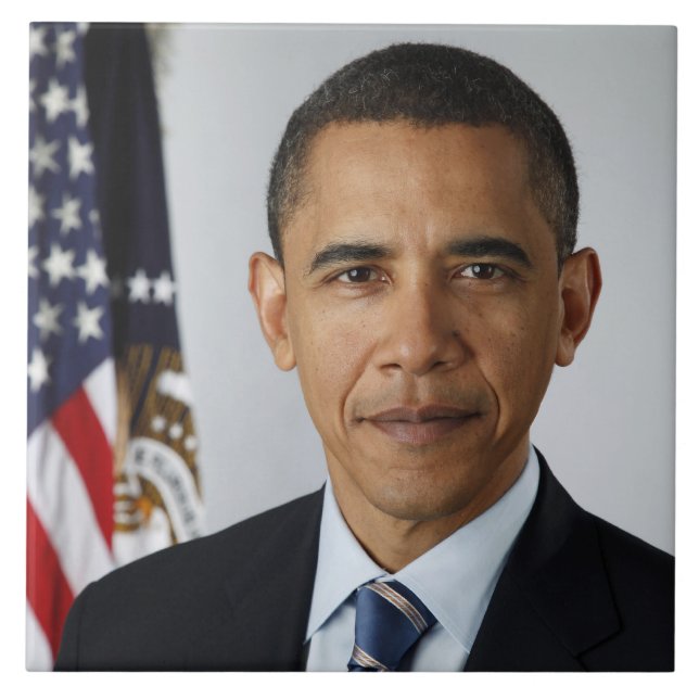 Barack Obama US-Präsident Weißes Haus Portrait Fliese (Vorderseite)