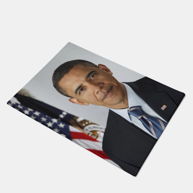 Barack Obama US-Präsident Weißes Haus Portrait Fußmatte (Schrägansicht)