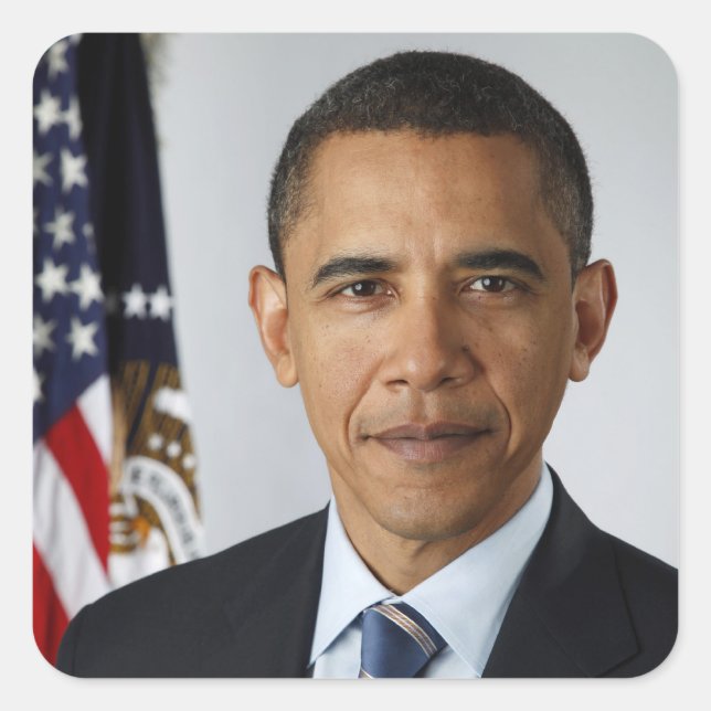 Barack Obama US-Präsident Weißes Haus Portrait Quadratischer Aufkleber (Vorderseite)