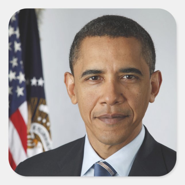 Barack Obama US-Präsident Weißes Haus Portrait Quadratischer Aufkleber (Vorderseite)