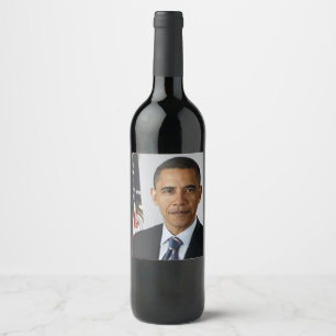 Barack Obama US-Präsident Weißes Haus Portrait Weinetikett