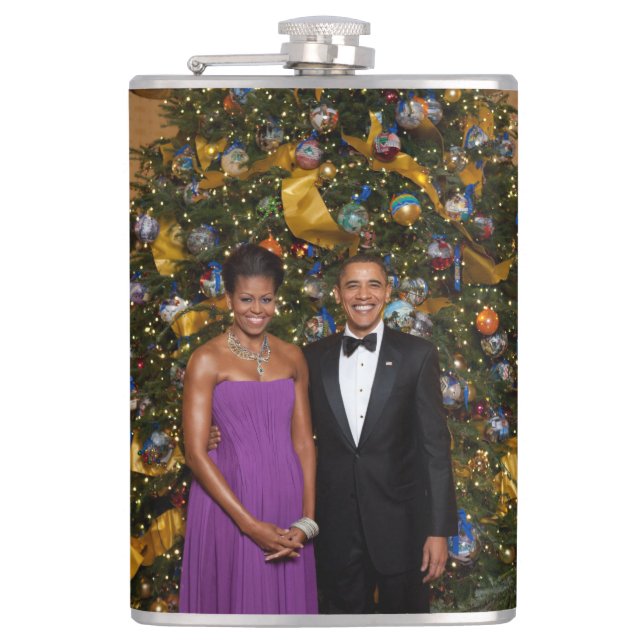 Barack Obama US-Präsident White House Weihnachten Flachmann (Vorderseite)