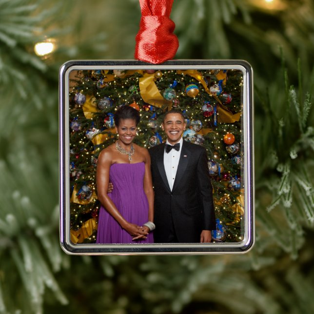 Barack Obama US-Präsident White House Weihnachten Ornament Aus Metall (Baum)