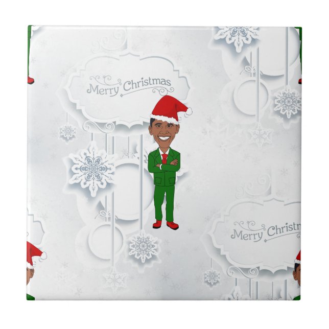 barack obama weihnachtsmann fliese (Vorderseite)