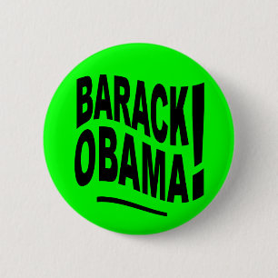 Barack Obama Wirbel Lime Green Button