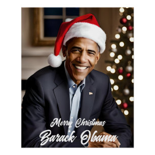 Barack Obama zu Weihnachten in der Weihnachtsmannm Poster