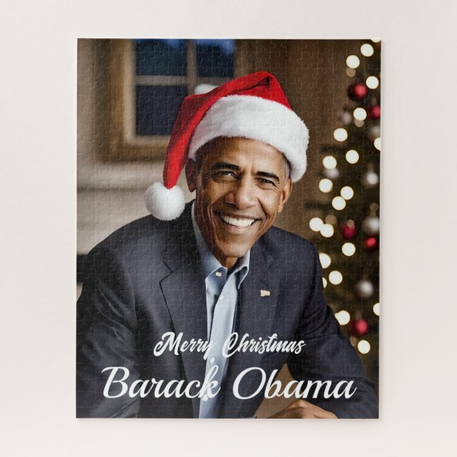 Barack Obama zu Weihnachten in der Weihnachtsmannm Puzzle (Vertikal)