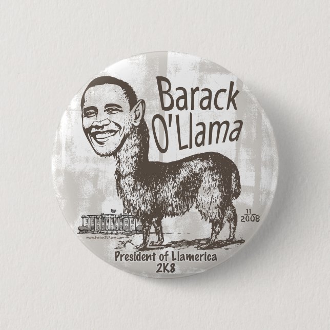 Barack O'Llama 2008 Button (Vorderseite)
