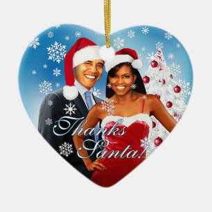 Barack u. Weihnachtsverzierung Michelle Obama Keramikornament
