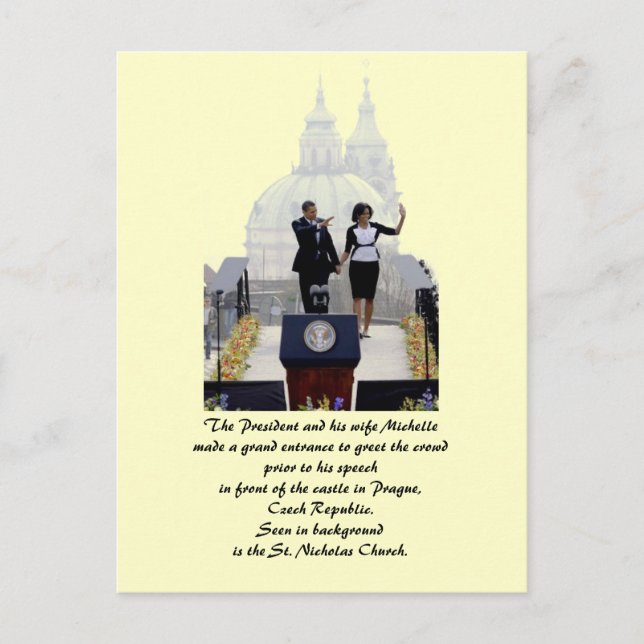 Barack und Michelle in Prag Postkarte (Vorderseite)